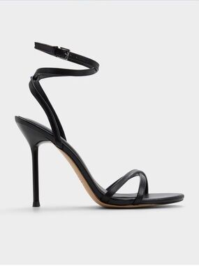 ALDO Manaelion Pillow Walk Black Strappy Stiletto Heels